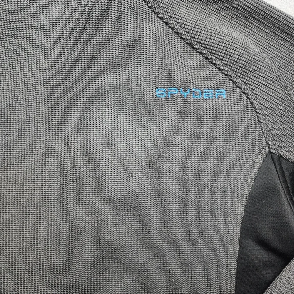 Spyder Quarter Zip Pullover Jacket Gray Black Blue Logo Fleece Lined Men's...